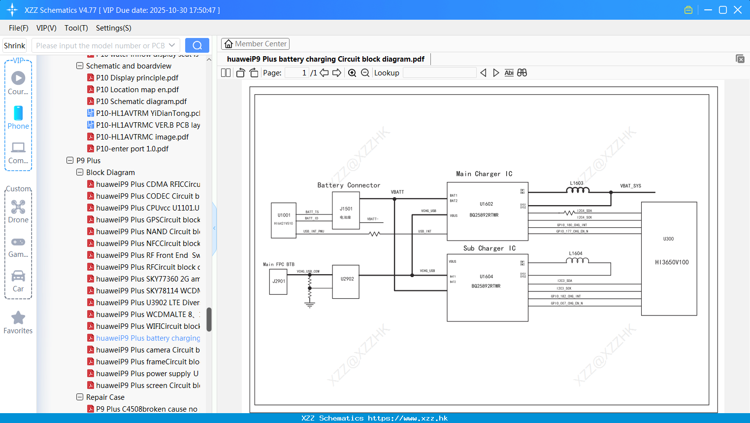 HuaweiP9 Plus Battery Charging Circuit Block Diagram